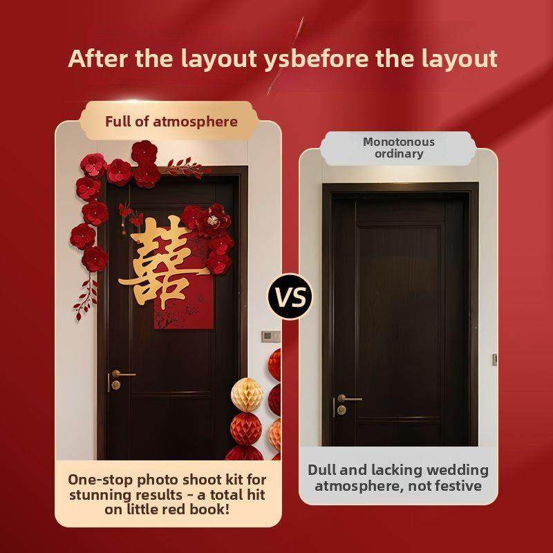 婚房布置门上装饰新房结婚背景装饰喜字KT板卧室客厅拉花门贴挂饰,淘宝优惠券,粉丝福利购,淘宝优惠卷