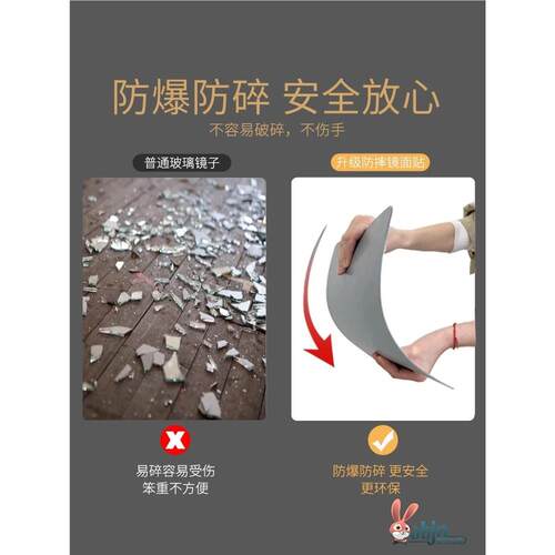 全身穿衣镜子贴墙自粘软亚克力家用高清粘贴镜面贴纸试衣镜卧室 - 图1