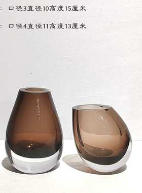现代简约厚重小清新琉璃插花花瓶桌面装饰摆件