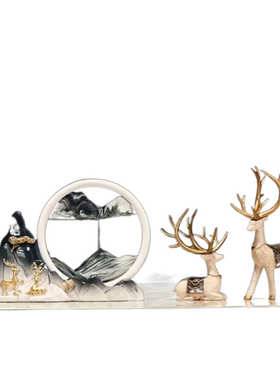 中式流沙摆件创意沙漏轻奢鹿电视柜客厅高档家居酒柜装饰品