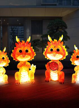 2024新年肖卡通生节龙玻楼璃钢雕塑摆件售部景区春商818红龙场美