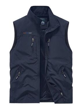 N 14158 Men's Loose Vest with Multiple Pockets 马夹背心
