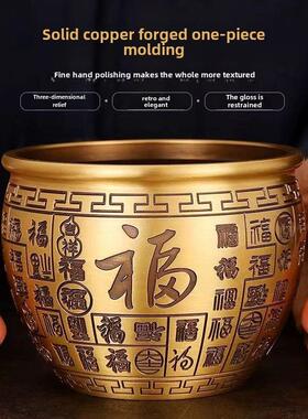 纯黄铜米坛子白福坛子摆件白福幸运存钱罐家居客厅创意装饰工艺品