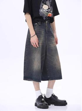 Men's Casual Loose Fit Wide Leg Denim Shorts, All Seasons St