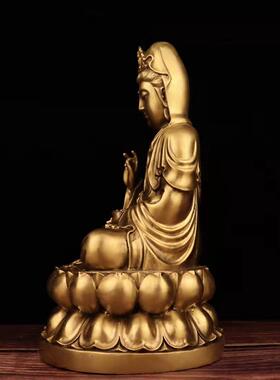 文玩古玩铜器佛像坐莲花观世音菩萨摆件