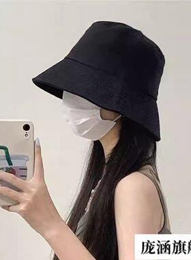 2026款巨好看的帽子遮阳春新黑色渔夫女新夏季大头围显脸小防晒水