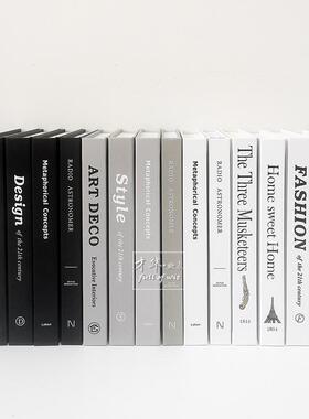 现代简约样板房装饰真书英文人工书售楼处客厅书房书柜道具书饰