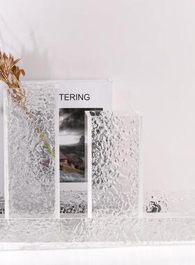 透现简约亚克力水代波纹明花器酒餐桌玄关艺店术花艺组合花瓶ODP