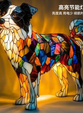 跨境炫彩奇异狗狗灯树脂摆件LED小夜灯动物雕像家居桌面装饰摆件