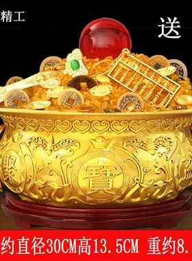 高档实心黄聚铺宝盆摆件铜香炉纯居家客厅关聚招进宝财店柜台铜玄