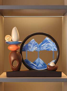 轻奢档时来运转流沙画摆件欧式酒柜客厅公室装饰品3D立体沙漏