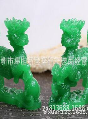 金色麒麟摆件一对站麒麟踩办公室店铺装饰摆件店铺开业