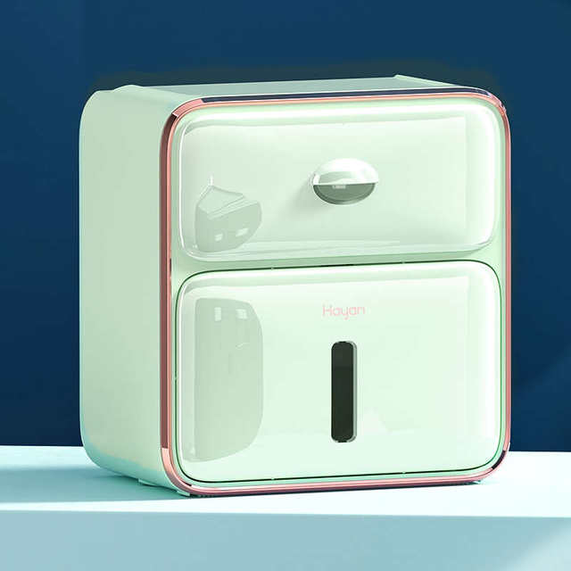 Light luxury internet celebrity bathroom tissue box waterproof and hole-free toilet wall-mounted toilet roll paper storage rack