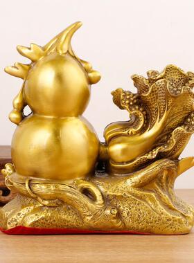 葫芦摆390件黄铜百财葫芦铜客厅桌面店铺柜台装福饰品品礼白菜禄