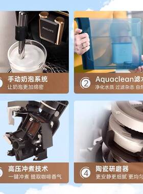 飞利浦咖啡机EP2124家用全自动现磨研磨一体机意式美式黑珍珠Plus