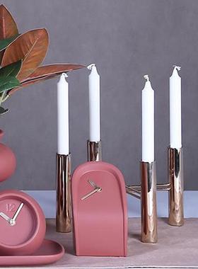 现代简约北欧四脚烛台摆件设计师软装饰品 简欧米兰时尚餐桌摆件