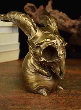 黄铜创意羊头怪模型模型桌面摆件手把件客厅书房办公室摆件礼品