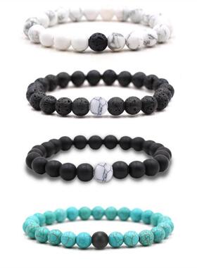 8mm white turquoise volcanic stone turquoise beaded brlet fr