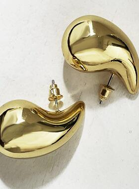 Gold stud Drop earrings 瓜子型水滴耳针亚马逊爆款耳环earring