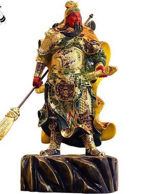 台湾鎏金纯铜66-88厘米关公铜像站武财神关二爷关公神像供奉摆件