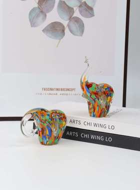 淄博琉璃动物桌面装饰摆件卡通动物大象装饰工艺品礼品装饰品