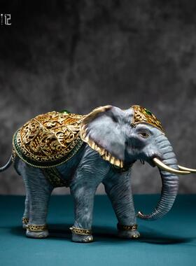 箐铜记《吸财纳福》大象一对铜摆件家居装饰品客厅玄关办公室礼品