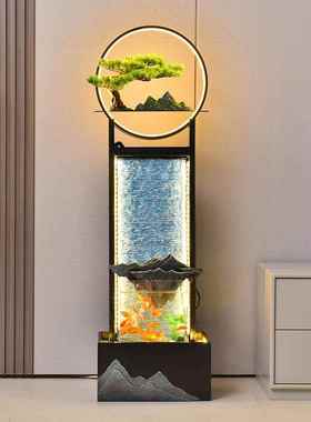 现代简约流水摆件循环水财富喷泉客厅办公室落地式假山开幕乔迁礼