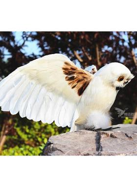 仿真猫头鹰模型羽毛工艺品阳台花园吓鸟驱鸟落地动物摆件老鹰