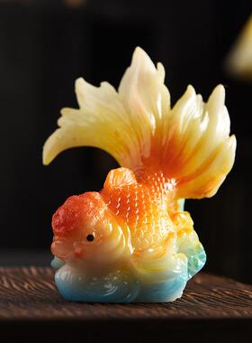 变茶色脂金树鱼茶茶宠摆件桌台2025-02装饰茶玩