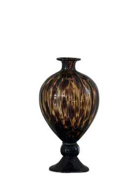 中古侘寂风豹纹玻璃花瓶复古水养花器客厅家居样板间软装饰摆件