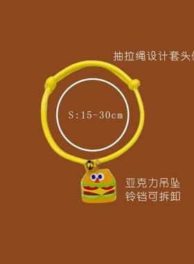 宠物小项链猫咪狗狗吊坠项圈汉堡可乐牛角包蛋糕吊坠可调节项圈