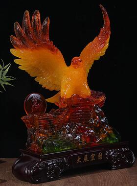 新款上市琉璃色大展宏图老鹰摆件创意家居办公室书房装饰摆件