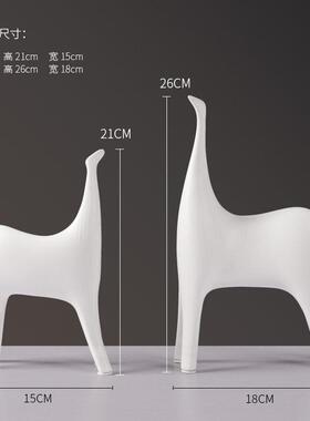 新品简约陶瓷黑白马摆件电视柜家居装饰品样板房创意摆台工艺礼品