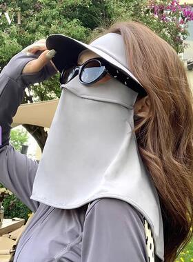黑胶防晒帽女2026新款UPF50+抗UV遮阳帽子护颈一体冰丝脸基尼
