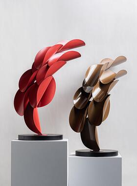 抽金关属艺M02123术叶子层叠件雕塑家居软装台面样板间象售摆楼处