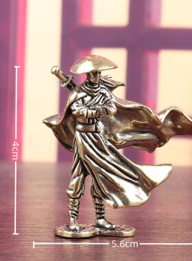 纯黄铜高山流水侠客侠侣古风小摆件假山水陆缸微景观盆景工艺品