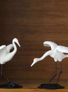 鱼缸造景装饰中式仙鹤陶瓷白鹤盆景园林微景观小摆设禅意沉水摆件