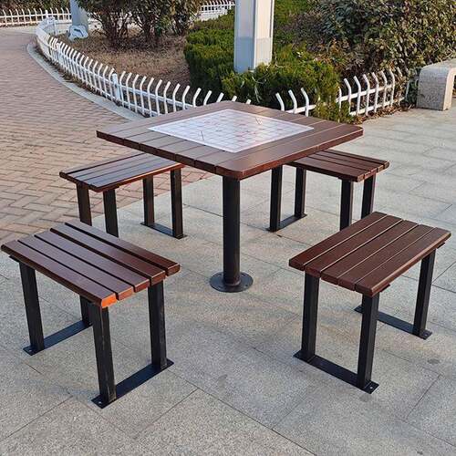 外棋桌公园棋棋牌桌椅盘桌一桌椅庭院桌子棋牌桌盘椅组合四户实木桌椅组合 - 图0