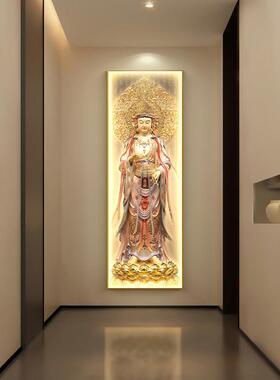 阿弥陀佛画画像佛像装饰画画家用供奉背景墙挂画画西方三圣佛堂壁