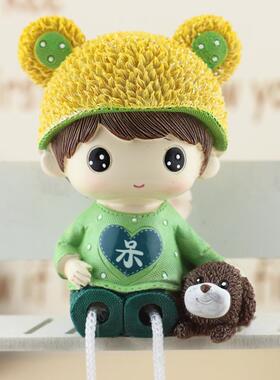 意卡呆萌吊脚创呆萌吊脚情侣娃娃居家摆件新房装通饰生日礼物工树