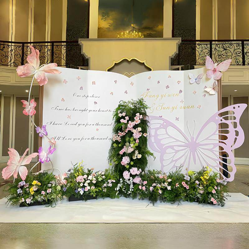 油画花园风蝴蝶书本造型婚礼订婚宴布置装饰全套高级套背景墙kt板,淘宝优惠券,粉丝福利购,淘宝优惠卷