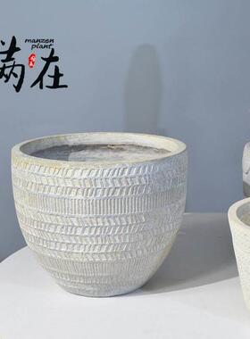 镁泥花盆艺术网红植物盆栽商场室内外落地北欧特大号绿客厅水泥盆