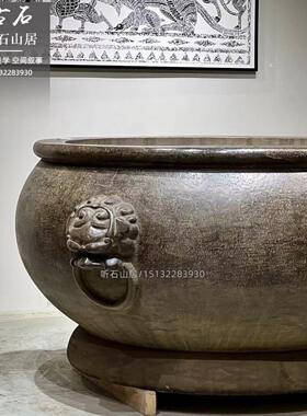 石雕仿古做旧鱼缸花盆青石石缸聚宝盆门海庭院别墅养鱼种花水缸摆