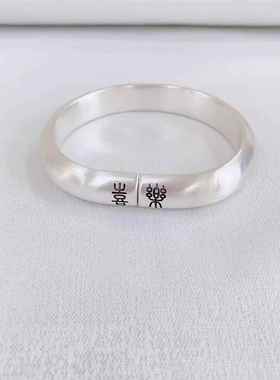 高档款999足银纯银手镯开复女古口千足实心马蹄镯子 妈妈手工银镯
