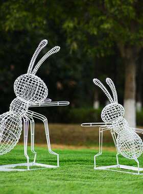 户外公园林景观金属铁艺不锈钢镂空蝴蝶蒲公英雕塑蜻蜓小区摆件