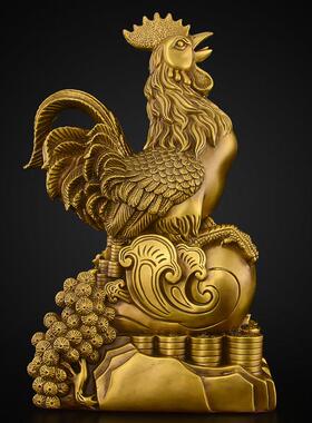 铜鸡摆件黄铜生肖鸡工艺礼品摆饰金属大吉大利金鸡报喜吉祥物大号