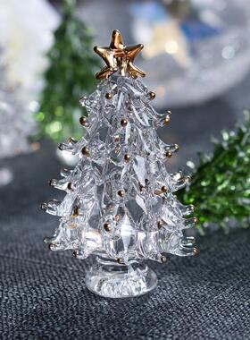 H&D迷你圣诞树纯手工玻璃工艺品小摆件圣诞节礼品儿童礼物外贸货