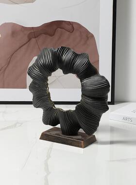 新中式轻奢抽象艺术绽放树脂摆件办公室客厅玄关桌面创意家居装饰