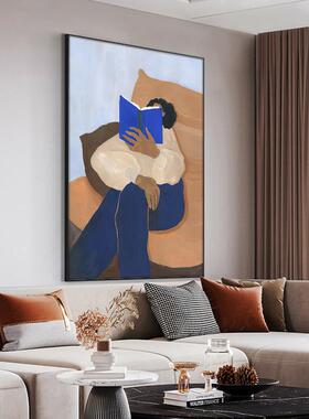 抽象人物沙发装饰画竖版客厅落地画小众艺术卧室床头背景墙壁挂画