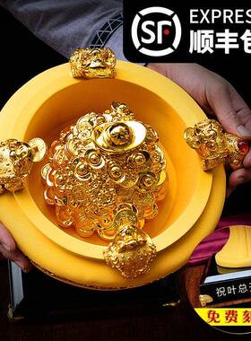 摇钱树聚宝盆招财金蟾金蝉办公室摆件店铺开 业礼品貔貅玄关摆设